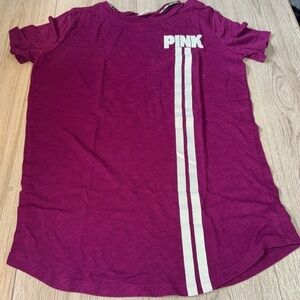 Victoria’s Secret Pink Logo T-Shirt with Stripes short sleeve shirt top
